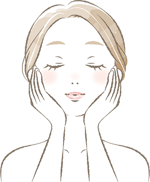 スキンケアをする女性のイラスト